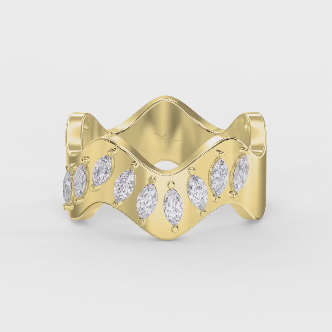 Curved Diamond Band with Marquise Cut, product video