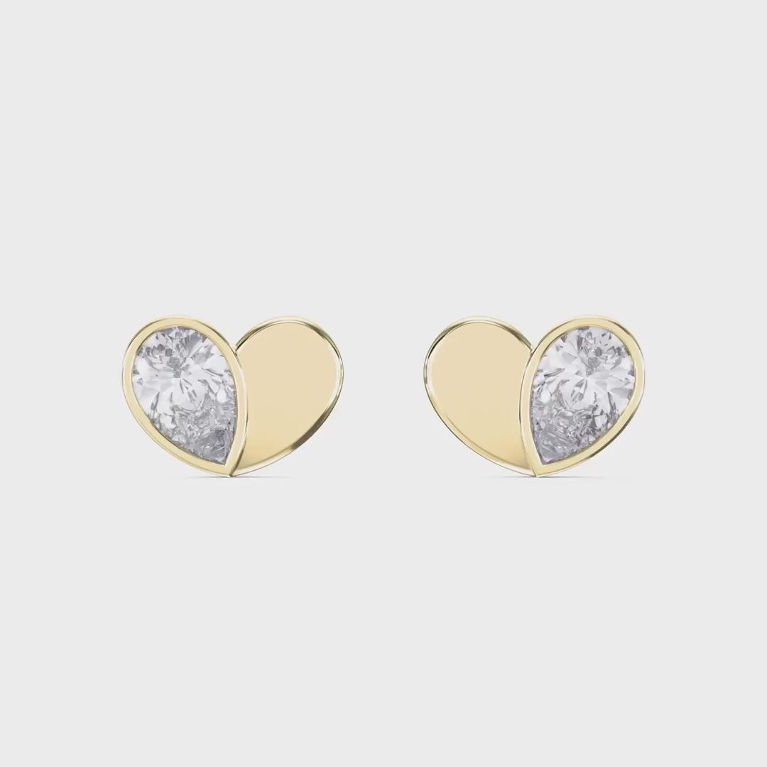 Heart Shape Earrings with Pear Shaped Diamond, product video