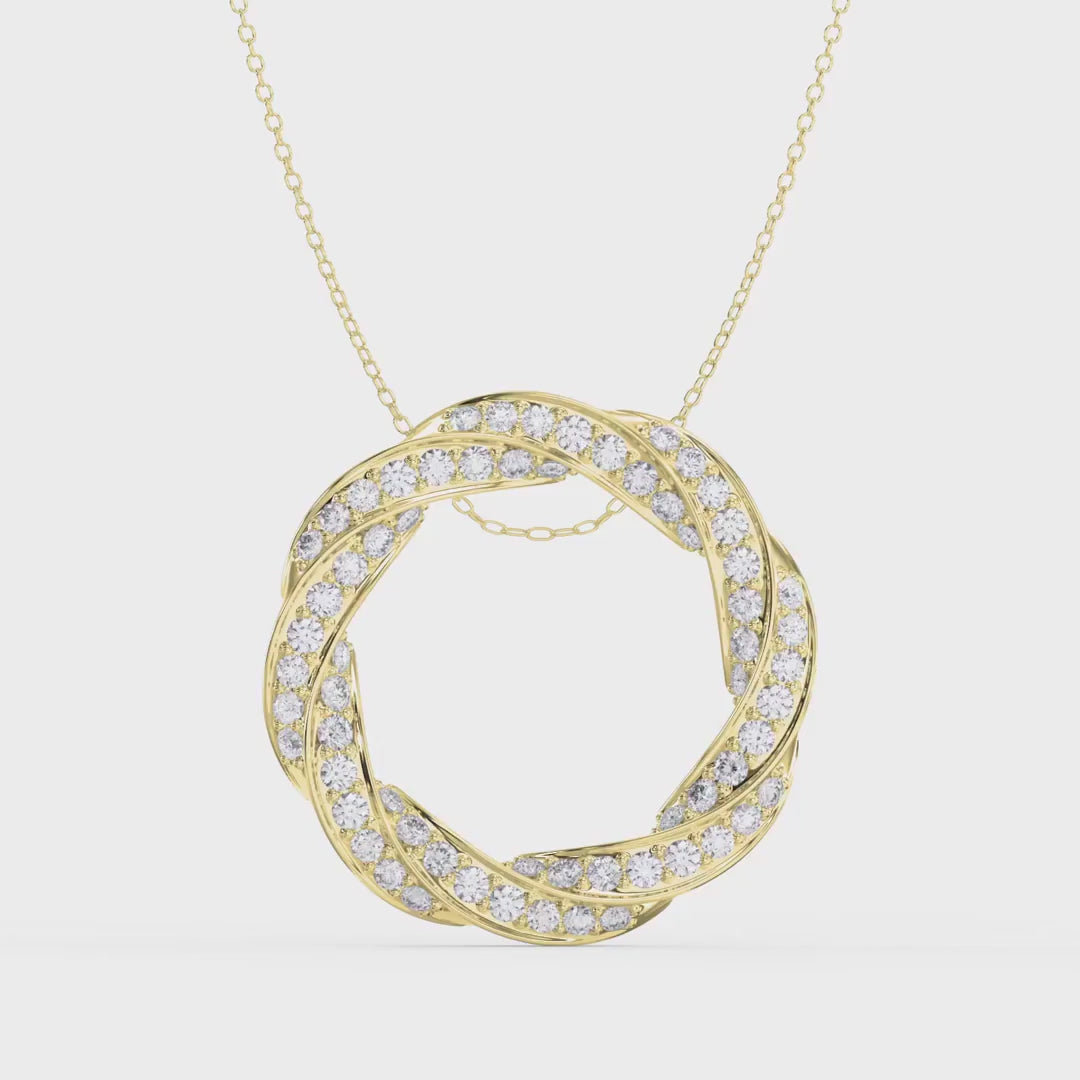 Round Diamond Twisted Circle of Life Fashion Necklace, product video