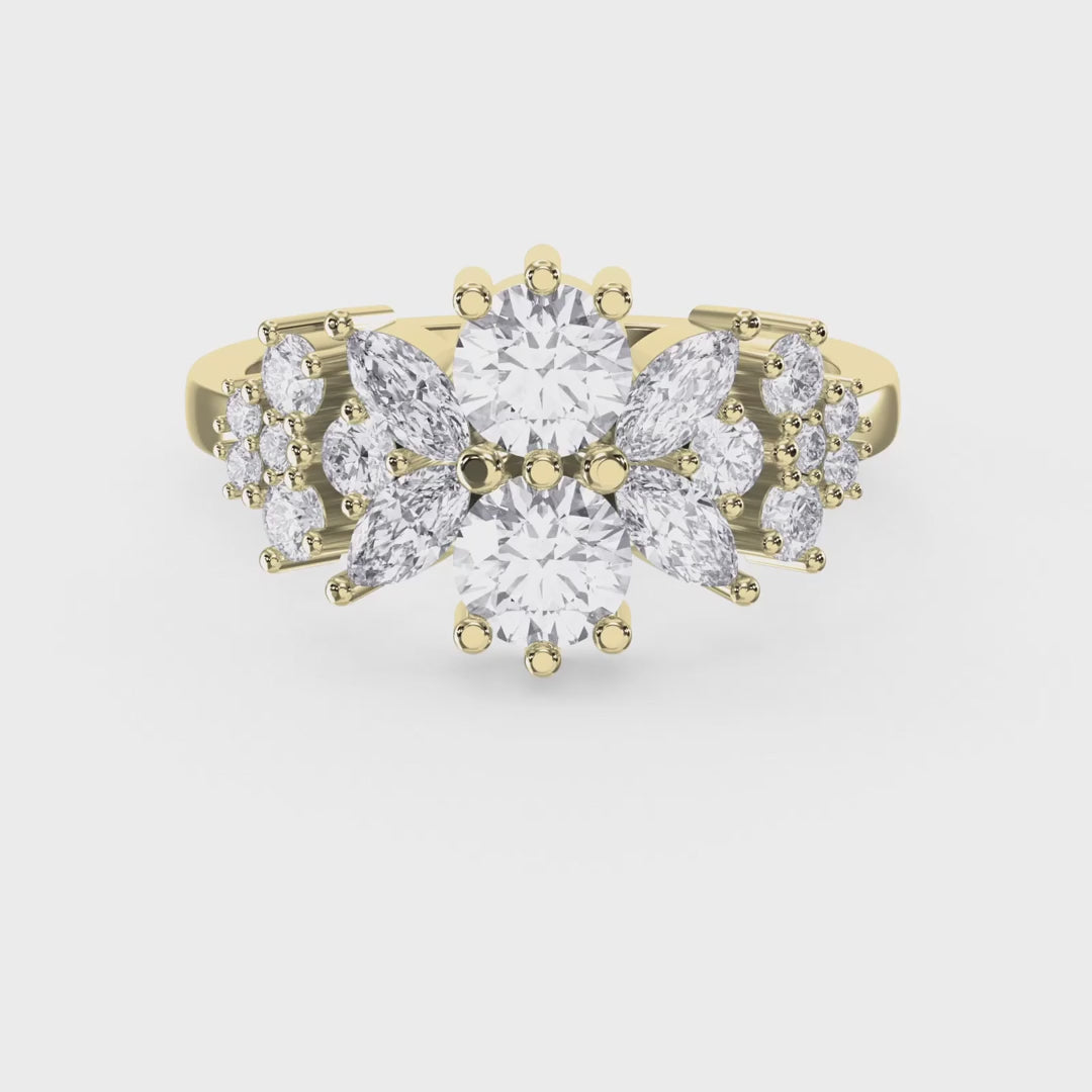 Statement Floral Diamond Design Fashion Ring, product video