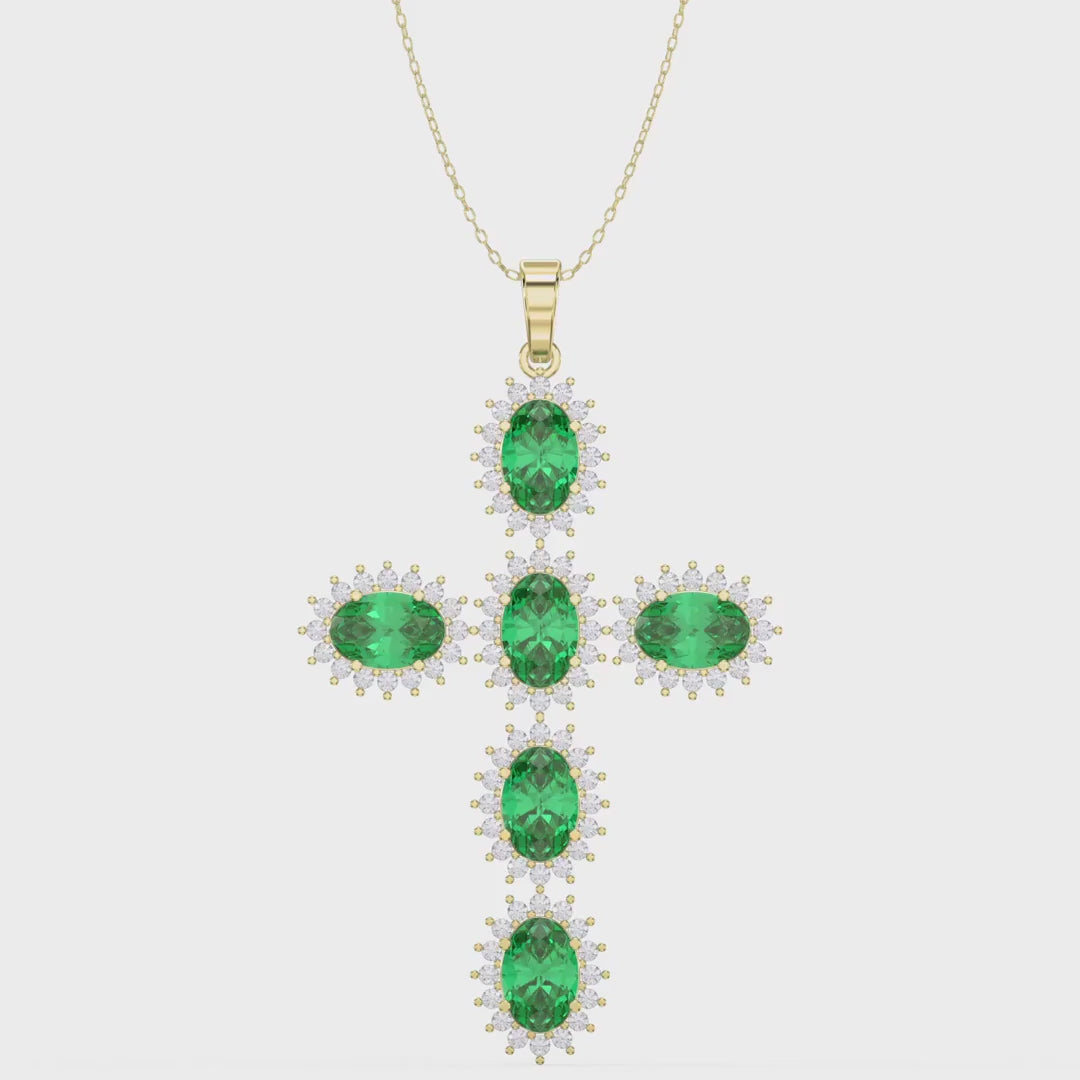 Sterling Oval Cut Cross Pendant Necklace, product video