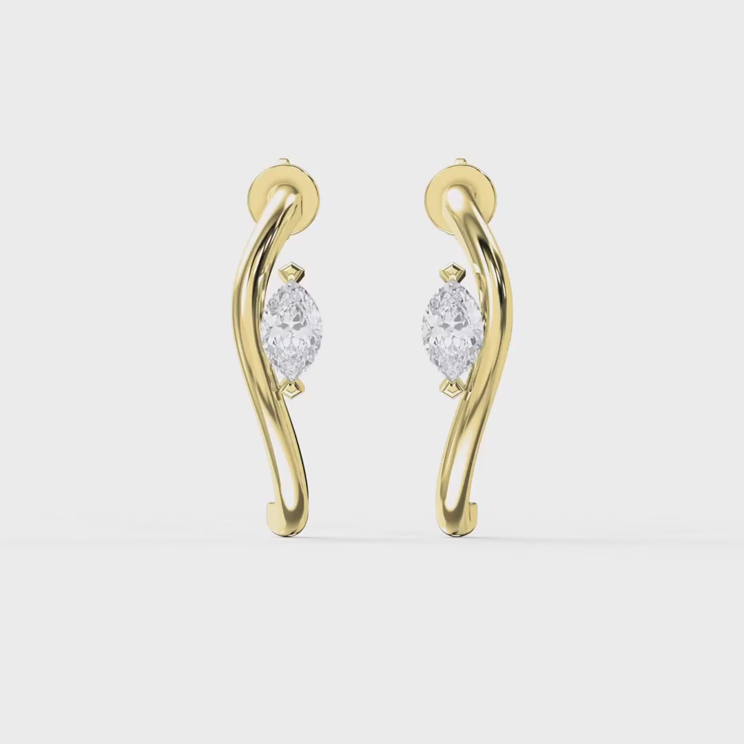 Marquise Diamond Curvy Embrace Fashion Earrings, product video