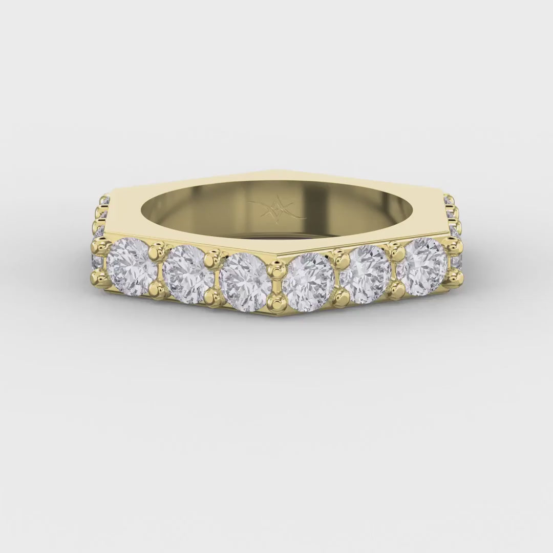 Forever Edge Unique Geometric Round Diamond Band, product video