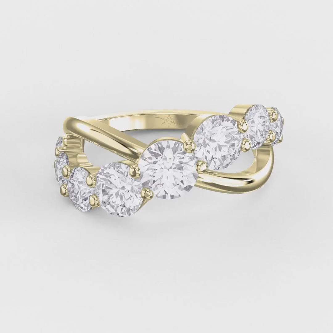 Round Brilliant Cut 9 Stone Diamond Ring, product video