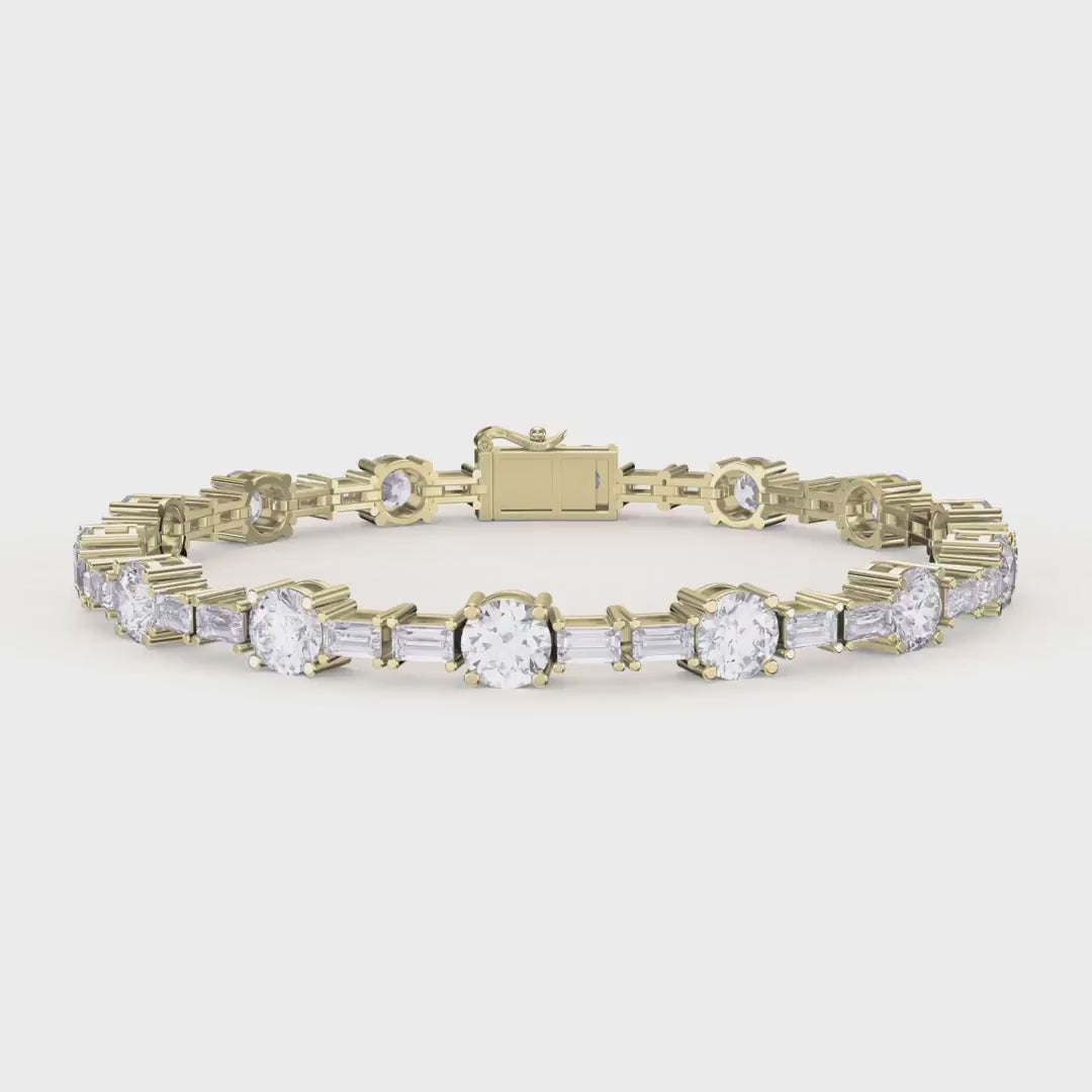 Round and Baguette Diamond Tennis Bracelet, product video