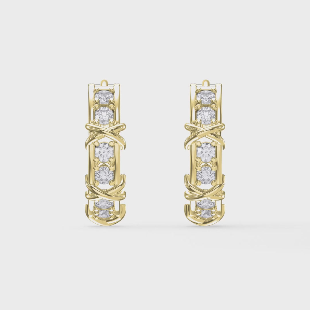 Crisscross Detailing Diamond Hoops, product video