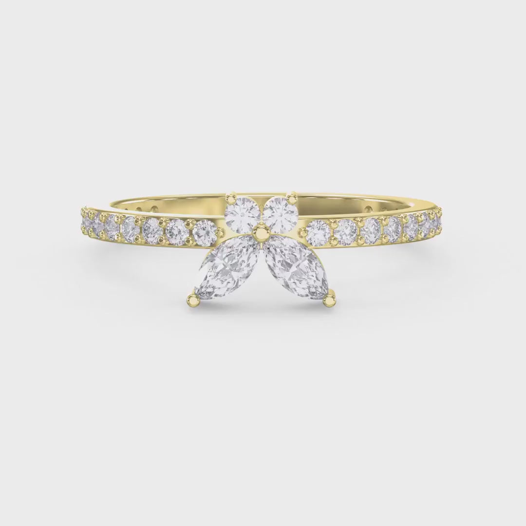 Elegant Floral Marquise and Round Diamond Ring, product video