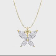 Butterfly Design Marquise Diamond Pendant Necklace, product video
