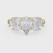 Floral Cocktail Cluster Design Pear Shape Diamond Ring, product video