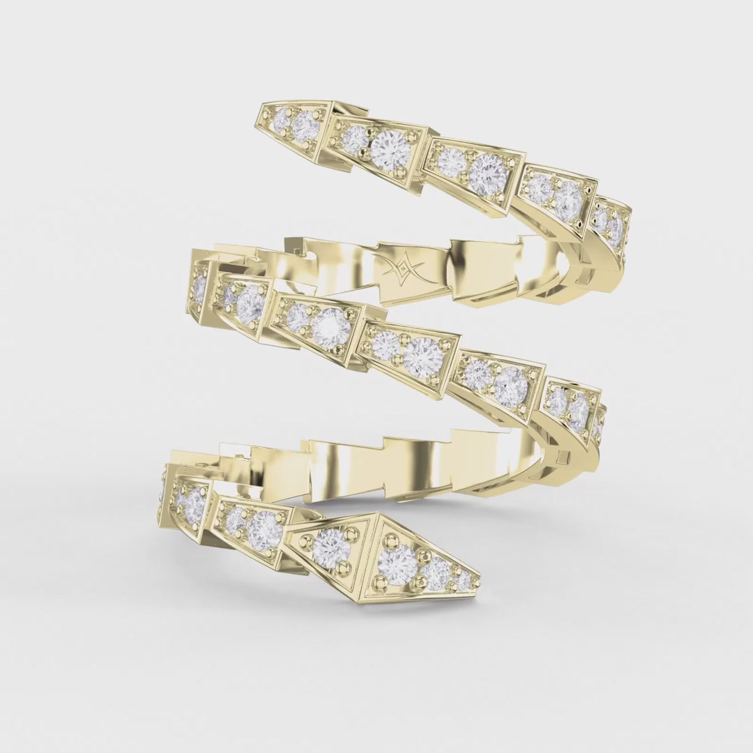 Diamond Studded Serpenti Viper Finger Curved Ring, product video
