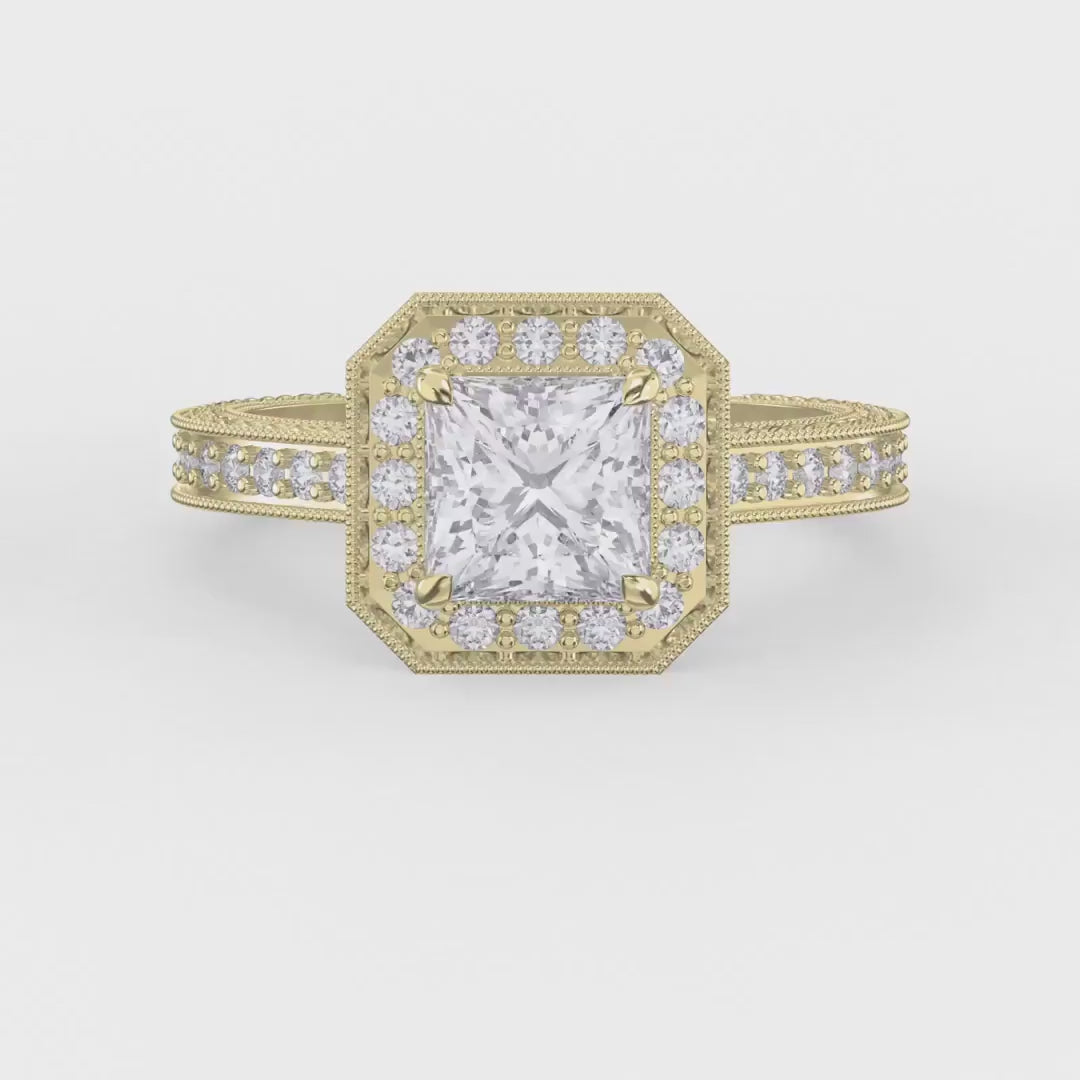 Princess Diamond Shape Vintage Ring, product video