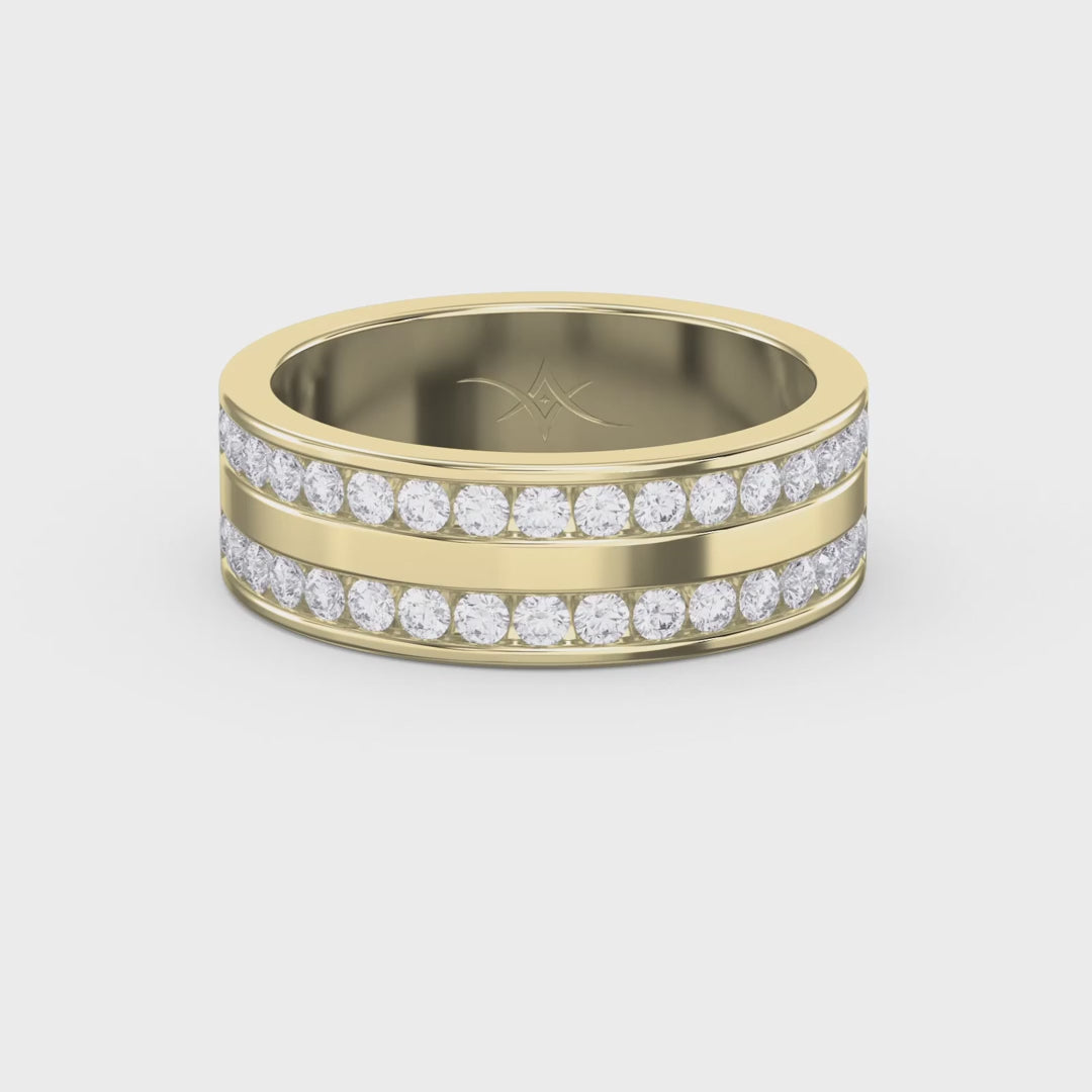 Two Row Channel Set Half Eternity Diamond Ring, product video