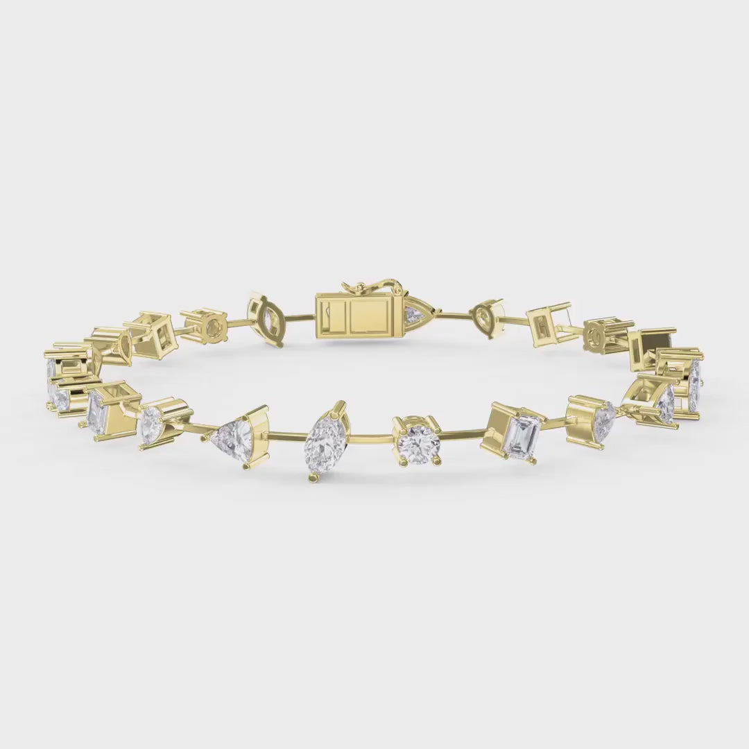 Luxury Multi-Shape Diamond Fashion Bracelet, product video