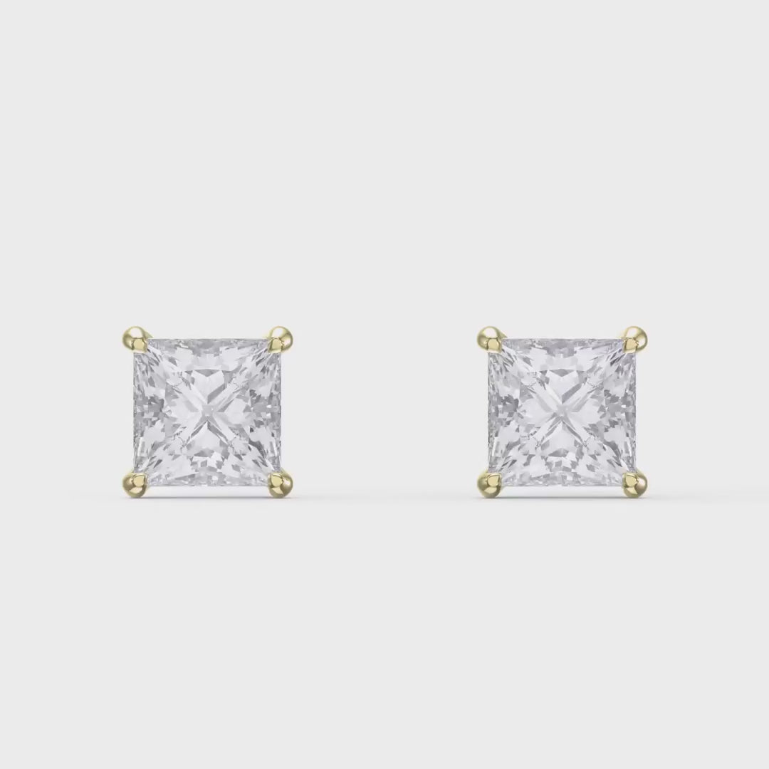 Princess Cut Diamond Stud Earrings, product video