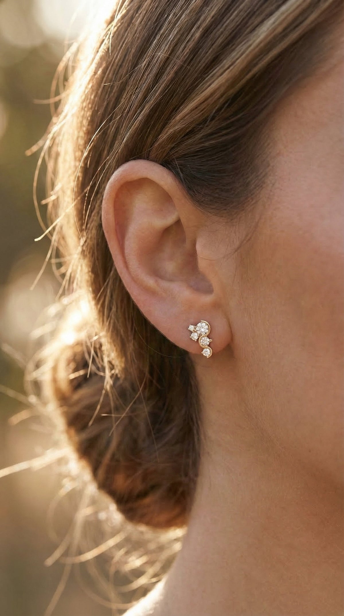 Celestial Strea Round Diamond Fashion Earrings, view 2