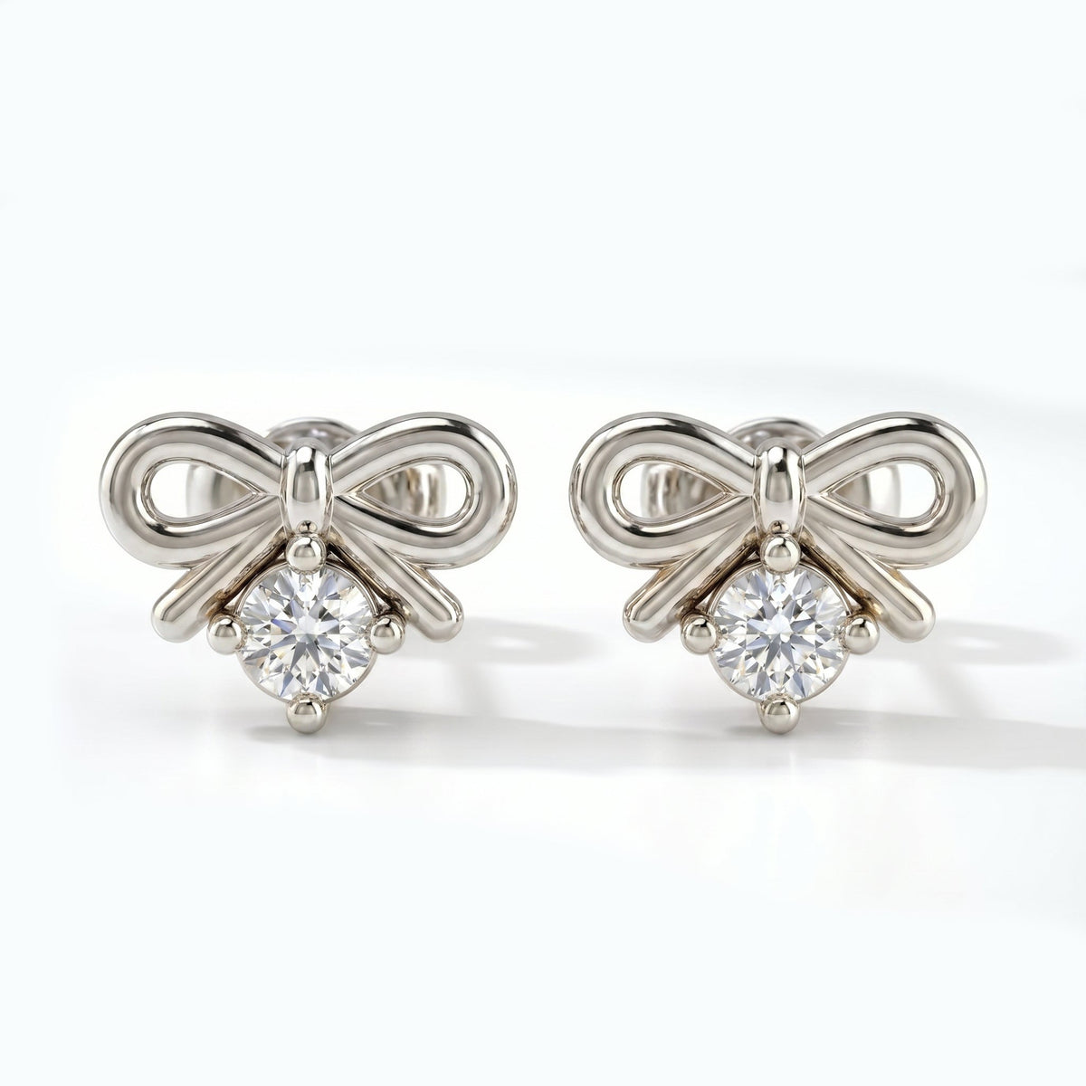 Lab Grown Diamond Bow Stud Earrings, view 6