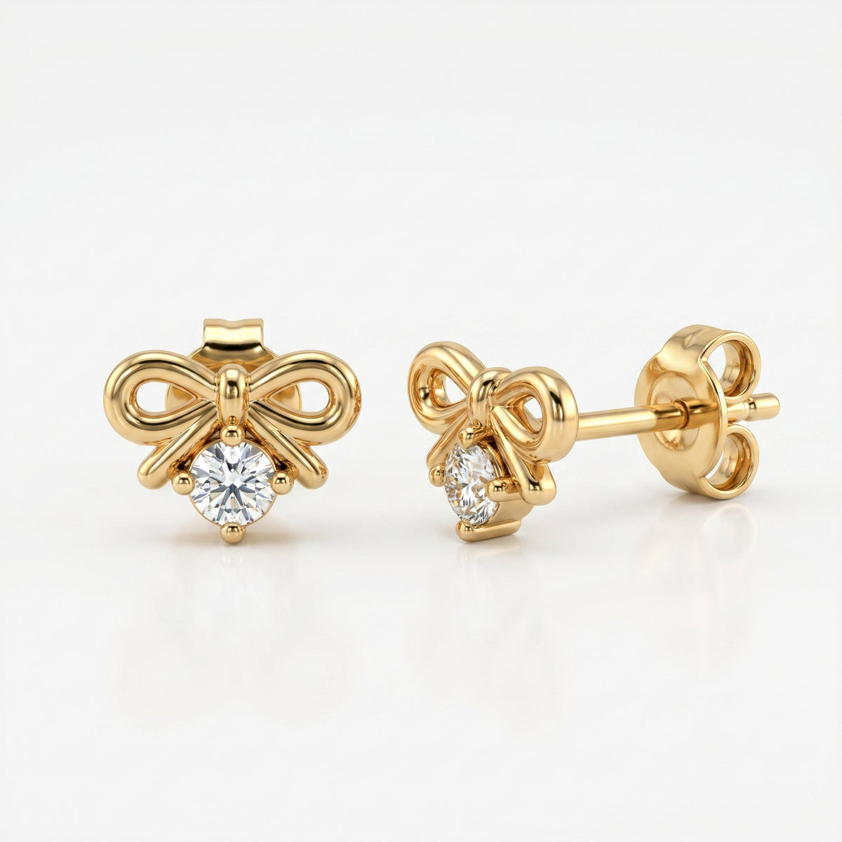 Lab Grown Diamond Bow Stud Earrings, view 3