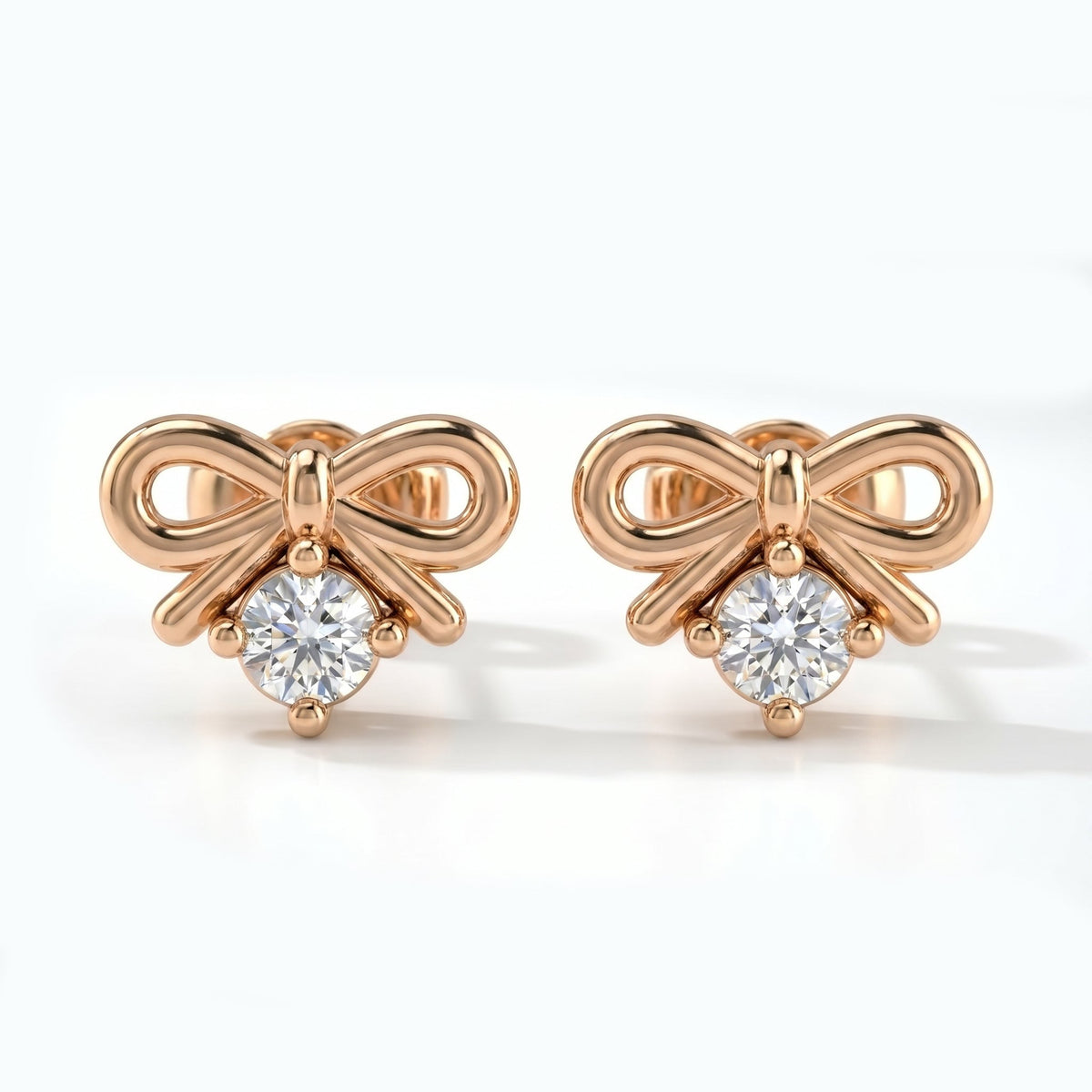 Lab Grown Diamond Bow Stud Earrings, view 5
