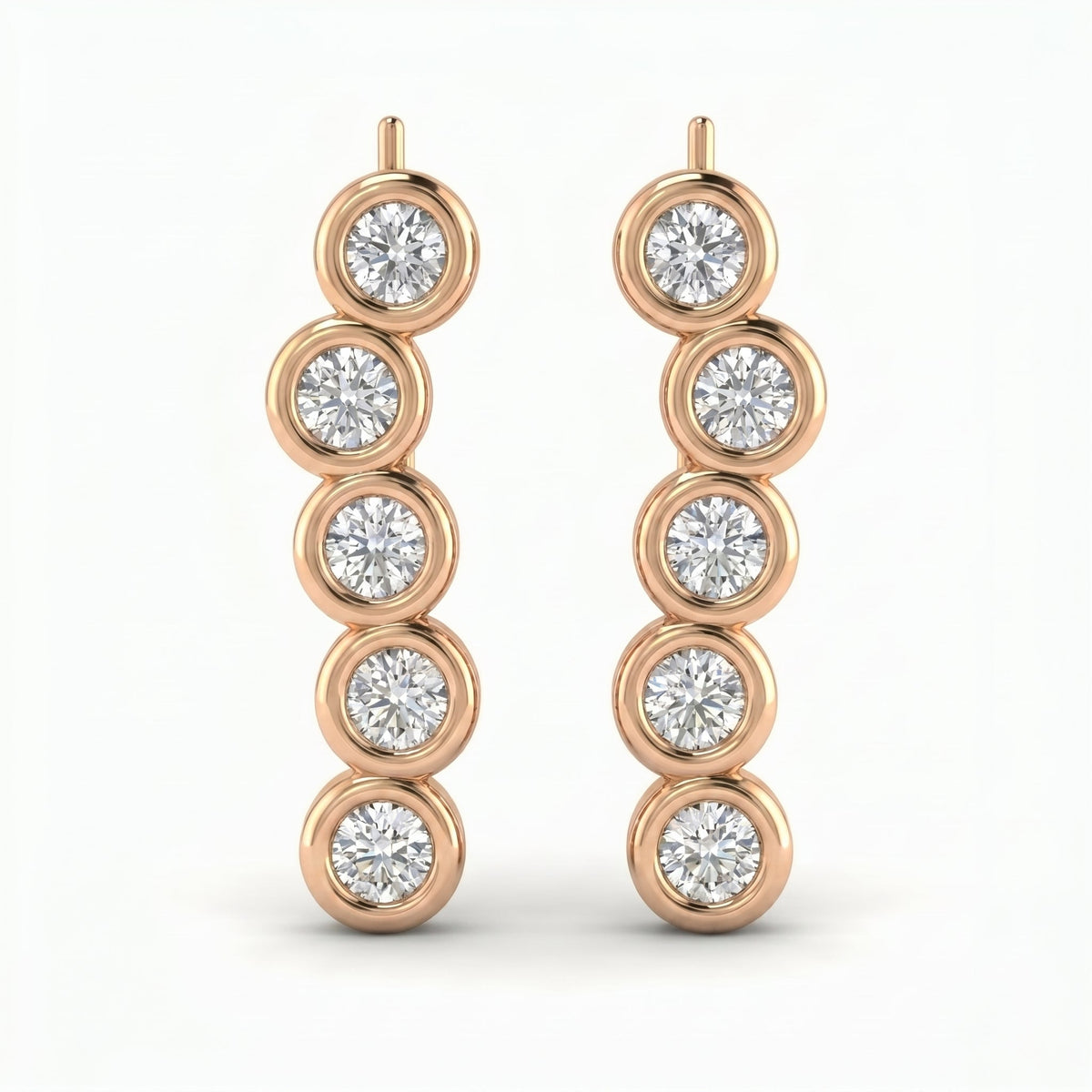 Modern Minimalist Round Diamond Ear Climber Earrings, view 6