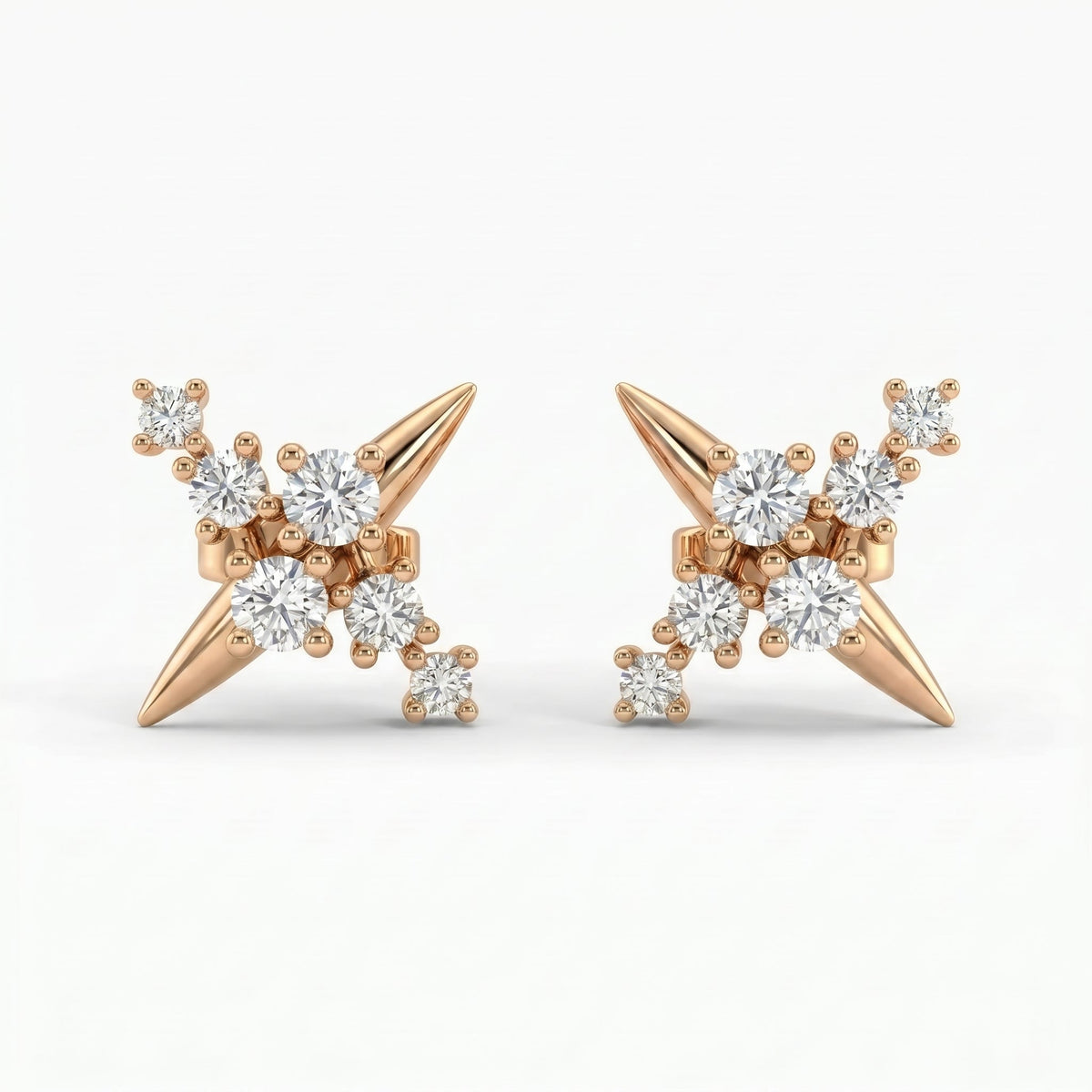 Celestial Diamond Cluster Stud Earrings, view 5