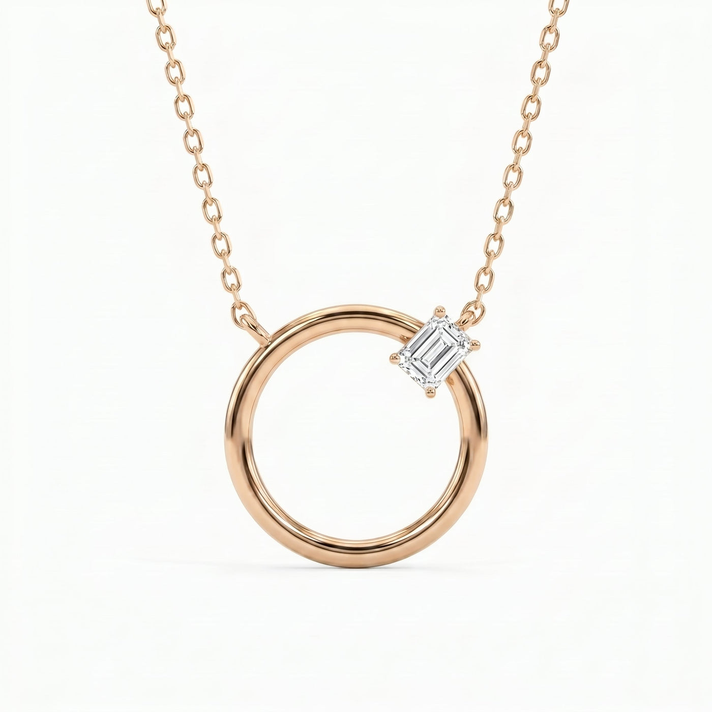 Circle Design Diamond Pendant Necklace, view 7