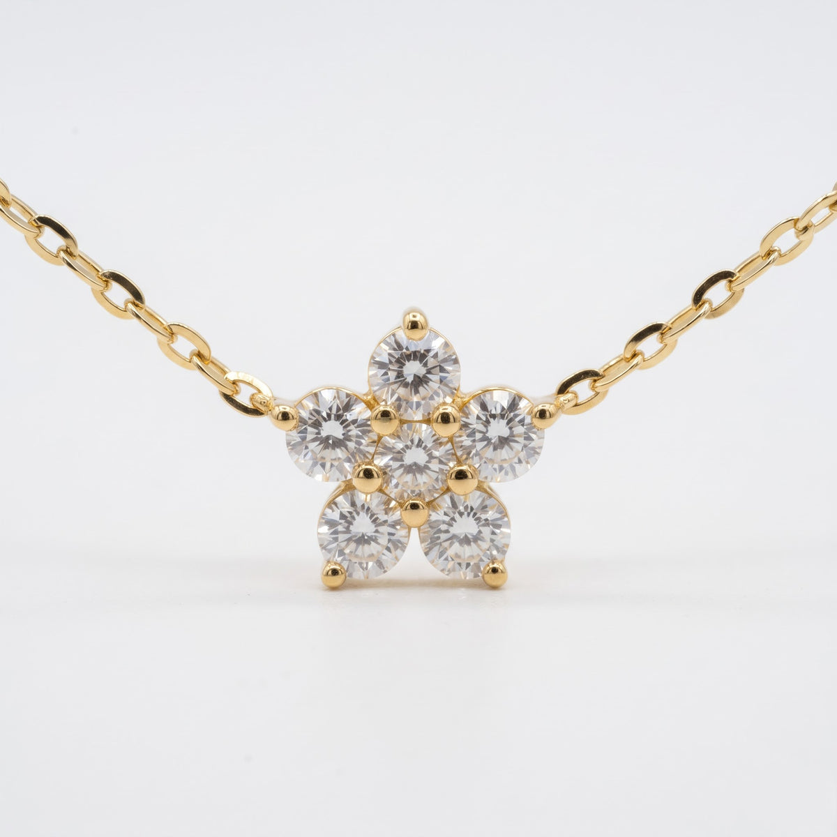 Round Brilliant Lab Diamond Flower Pendant Necklace