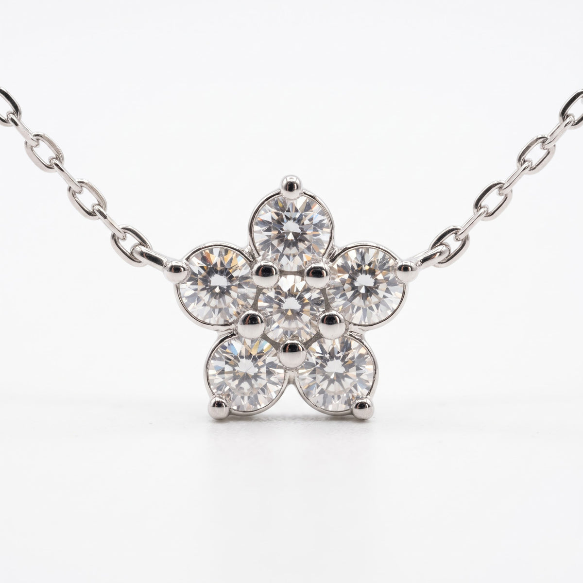 Round Brilliant Lab Diamond Flower Pendant Necklace, image 5