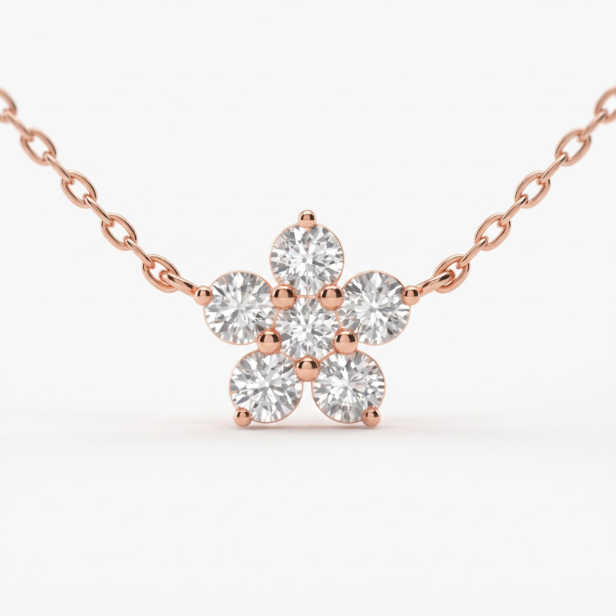 Round Brilliant Lab Diamond Flower Pendant Necklace, image 6