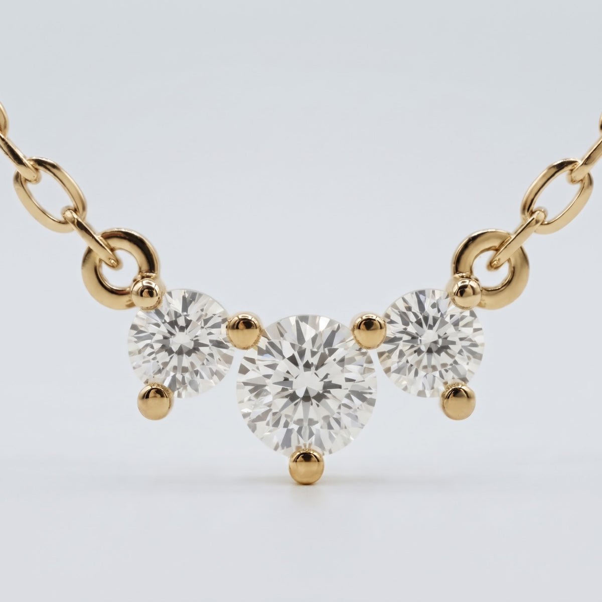 Round Brilliant Lab Grown Diamond Three-Stone Pendant Necklace