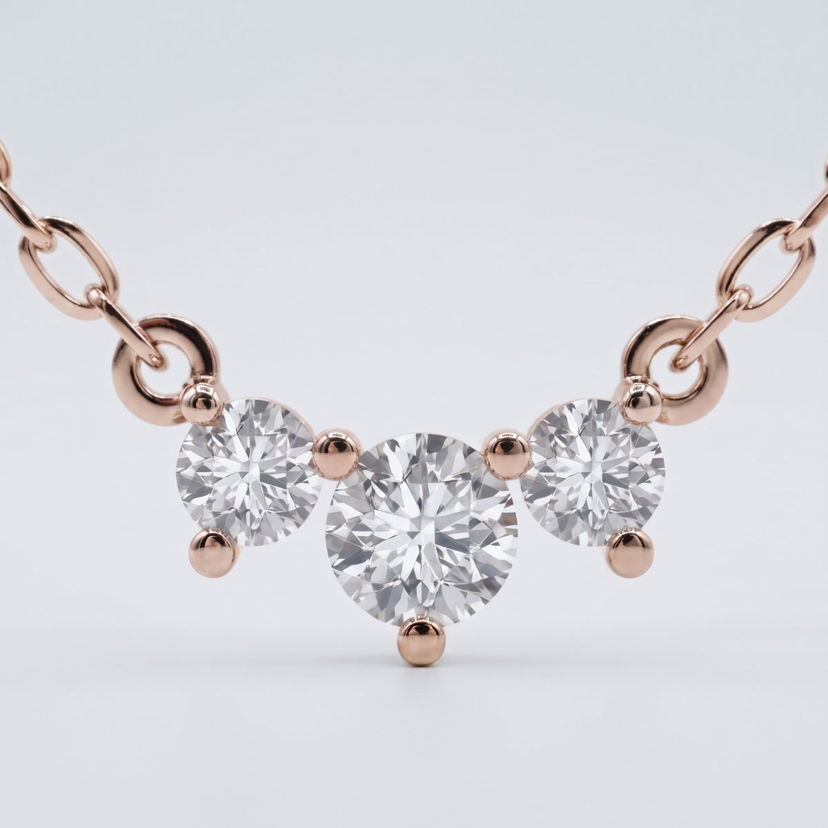 Round Brilliant Lab Grown Diamond Three-Stone Pendant Necklace, image 3