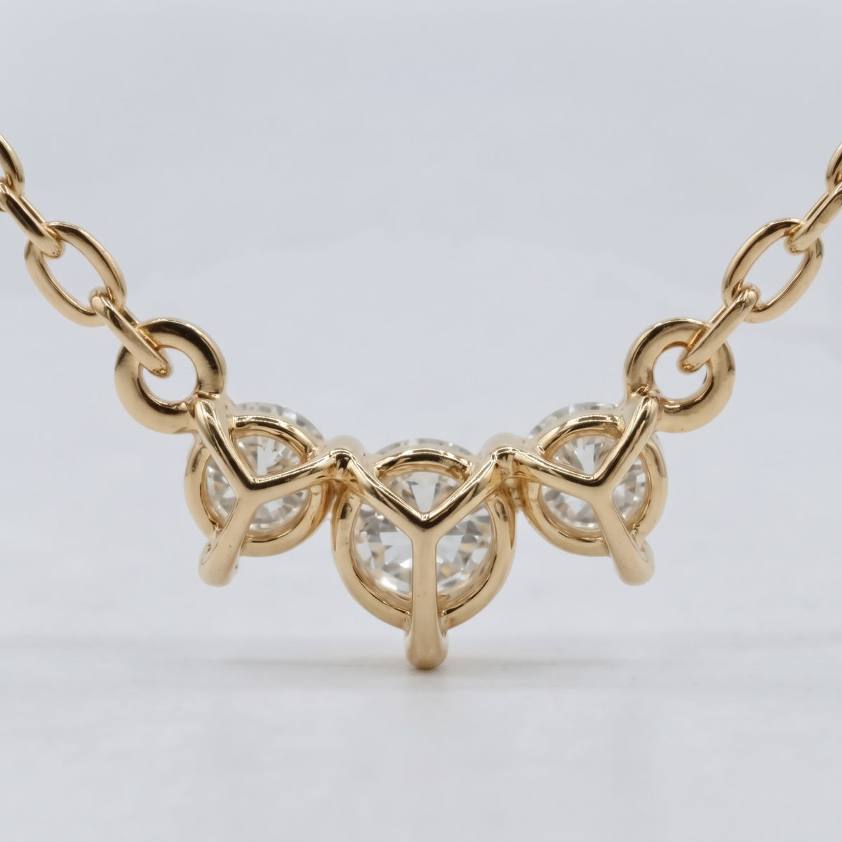 Round Brilliant Lab Grown Diamond Three-Stone Pendant Necklace, image 4