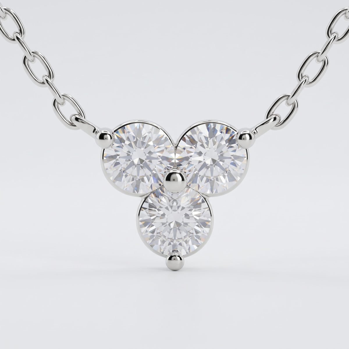 Round Brilliant Triple Stone Lab Diamond Pendant Necklace