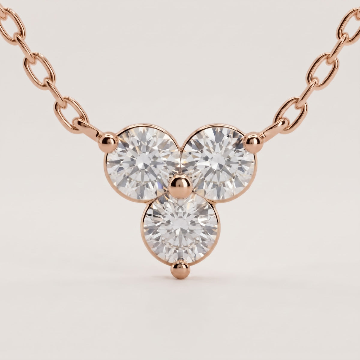 Round Brilliant Triple Stone Lab Diamond Pendant Necklace, image 2