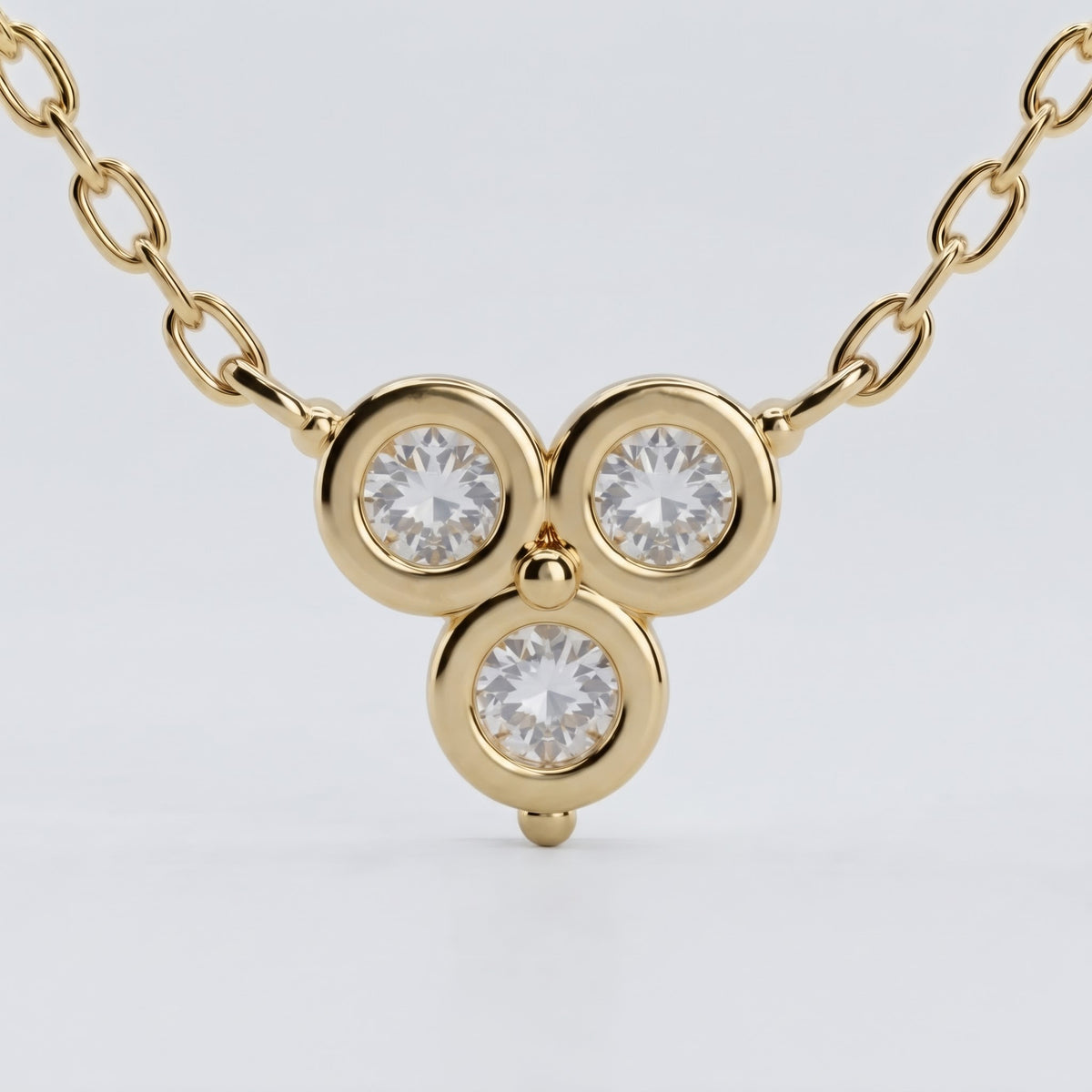Round Brilliant Triple Stone Lab Diamond Pendant Necklace, image 5