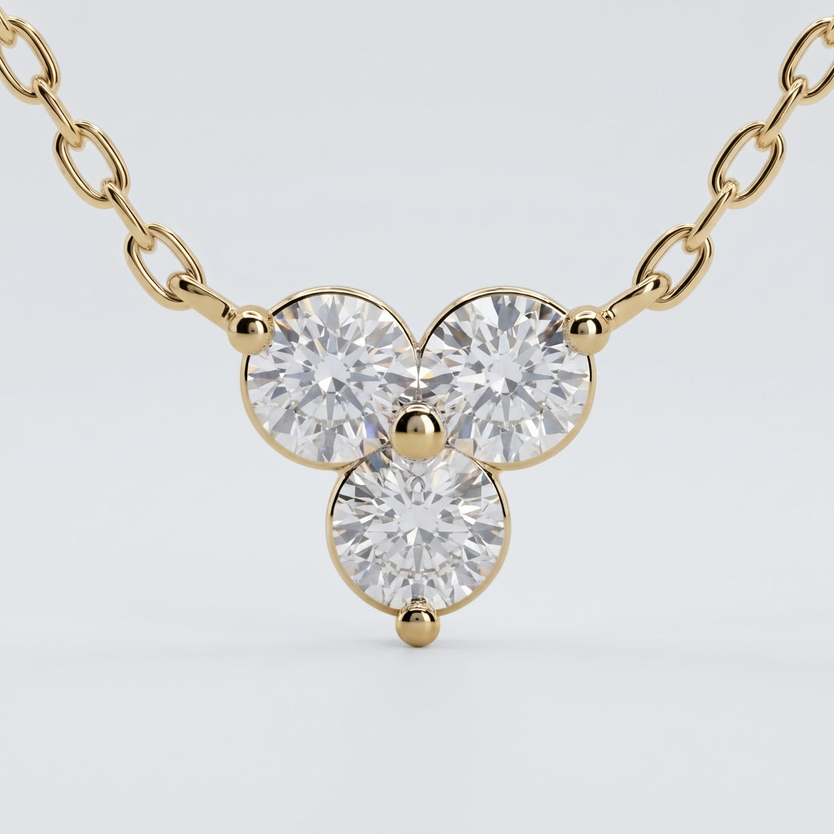 Round Brilliant Triple Stone Lab Diamond Pendant Necklace, image 6