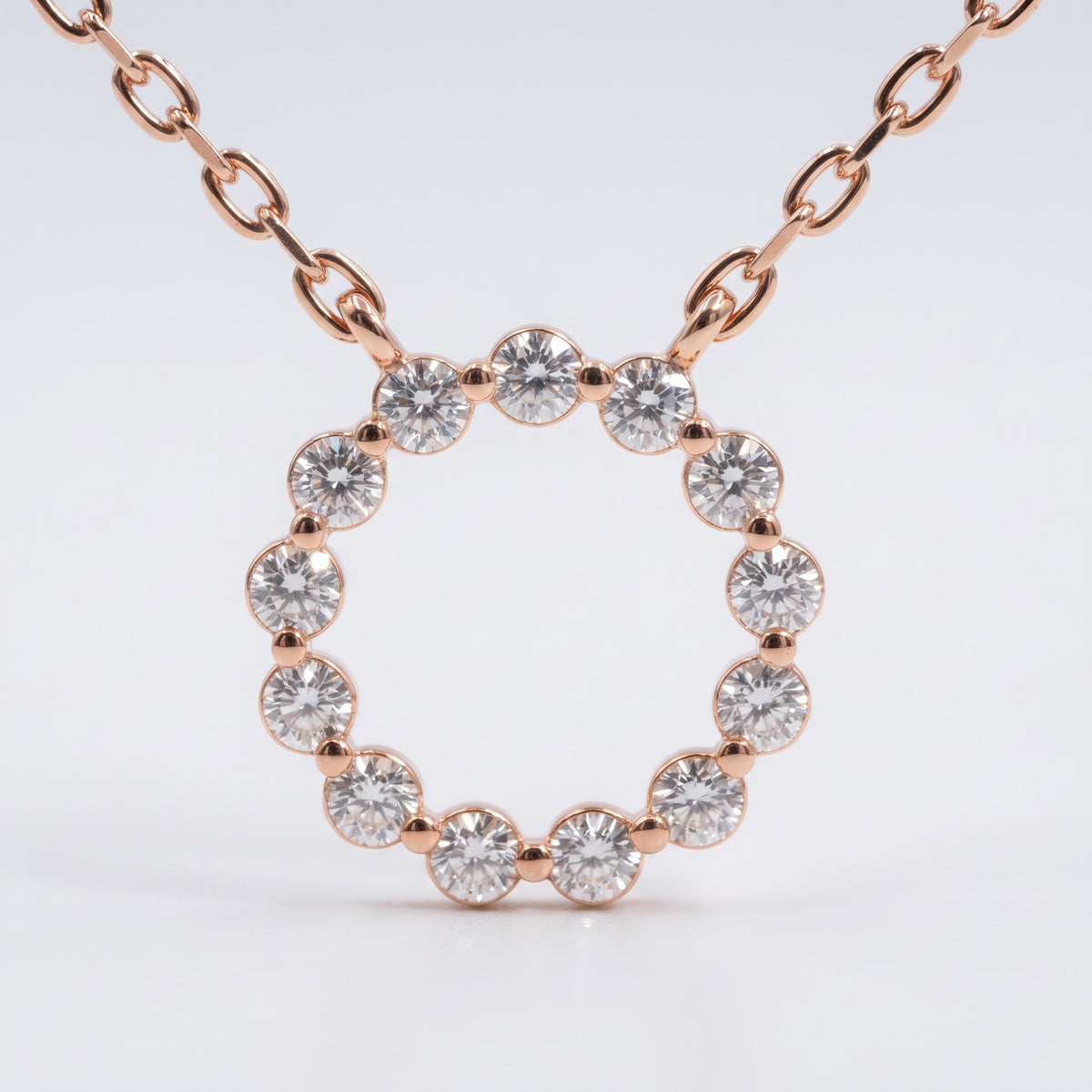 Round Diamond Circle Pendant Necklace