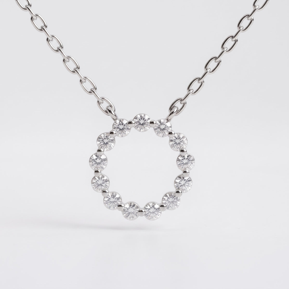 Round Diamond Circle Pendant Necklace, image 2