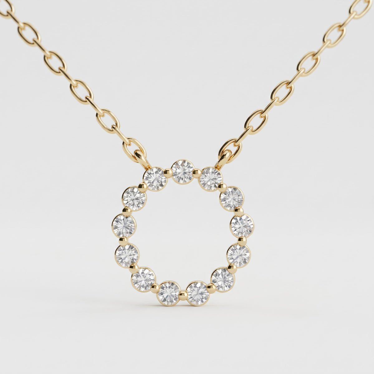 Round Diamond Circle Pendant Necklace, image 3
