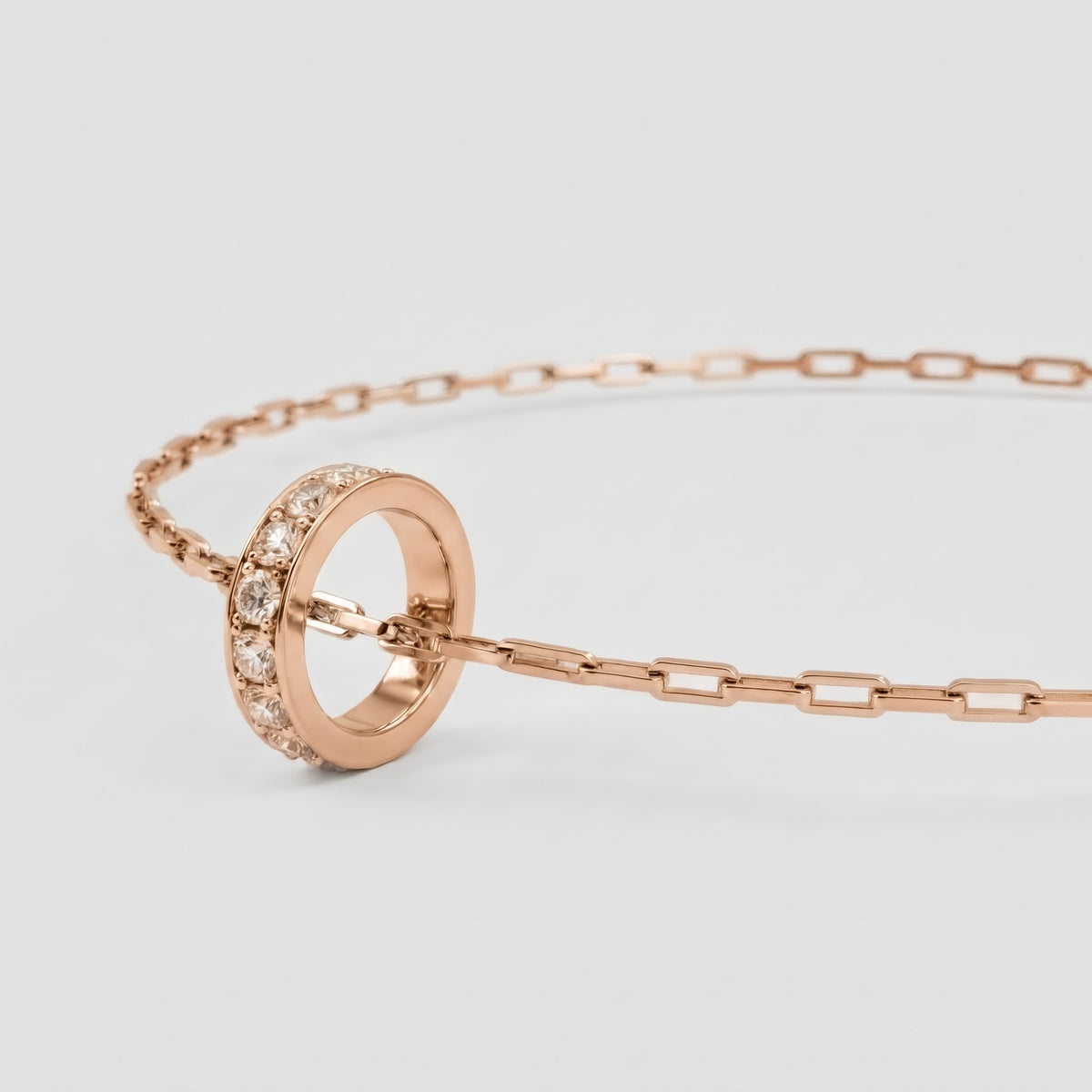 Round Diamond Circle Ring Pendant Necklace