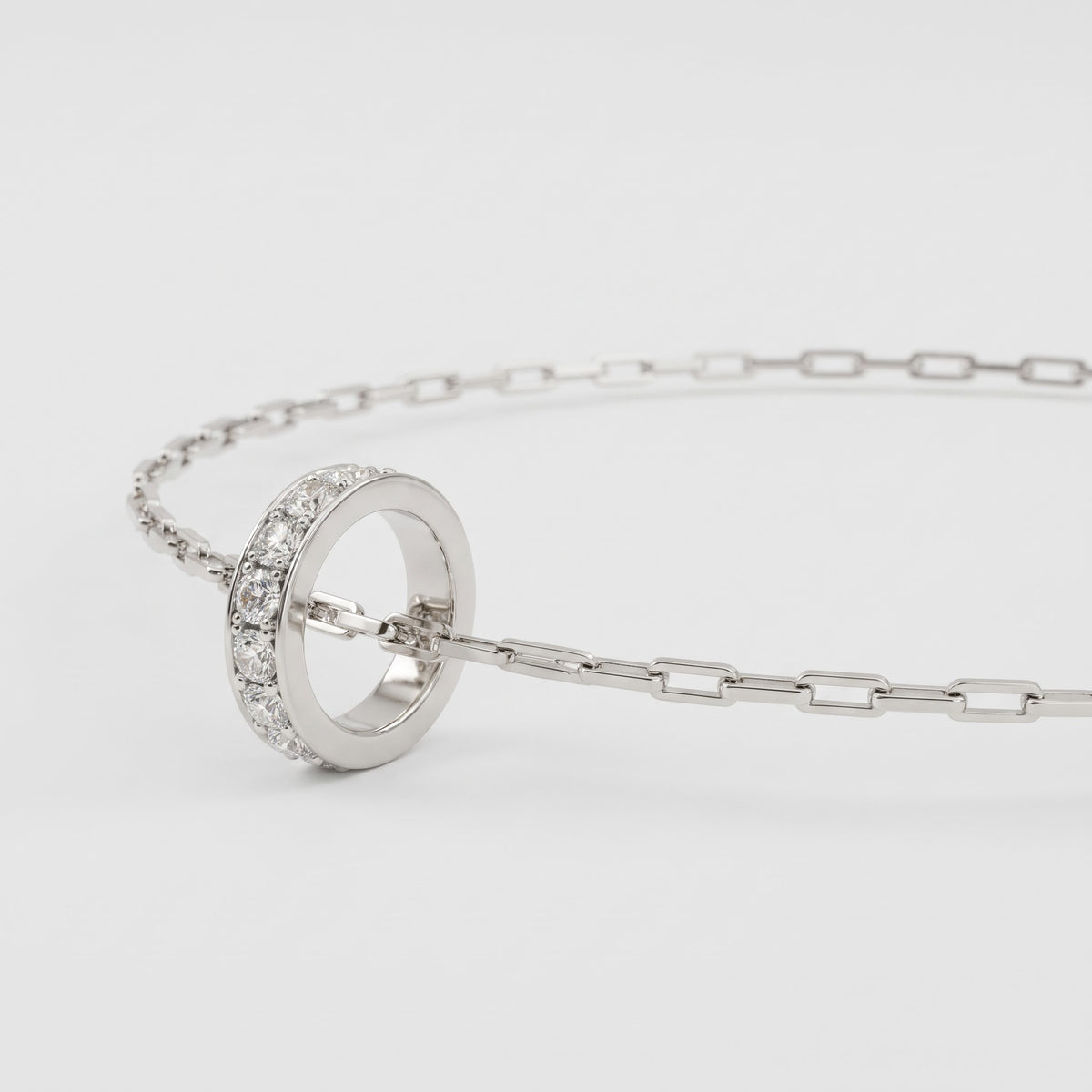 Round Diamond Circle Ring Pendant Necklace, image 2