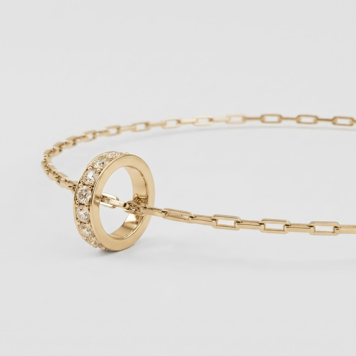 Round Diamond Circle Ring Pendant Necklace, image 5