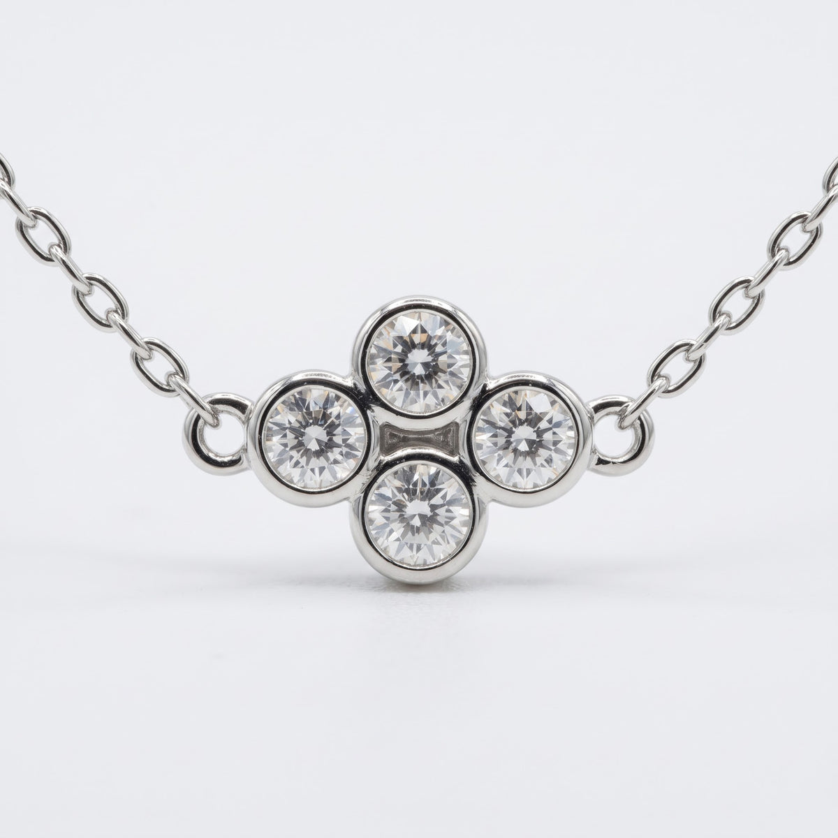 Round Diamond Clover Pendant Necklace, image 2