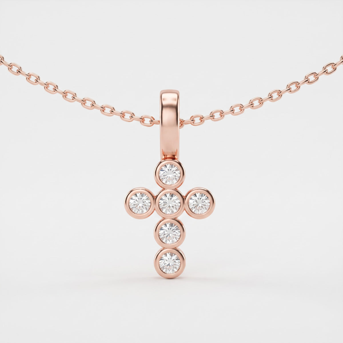 Round Diamond Cross Necklace