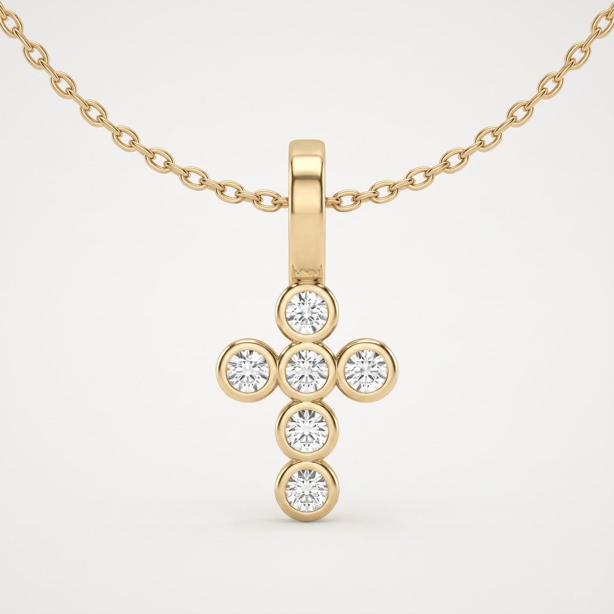 Round Diamond Cross Necklace, image 2