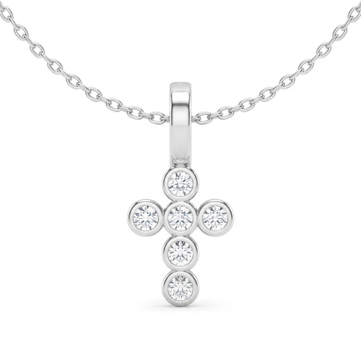 Round Diamond Cross Necklace, image 3