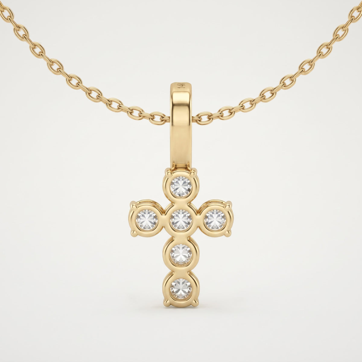 Round Diamond Cross Necklace, image 4
