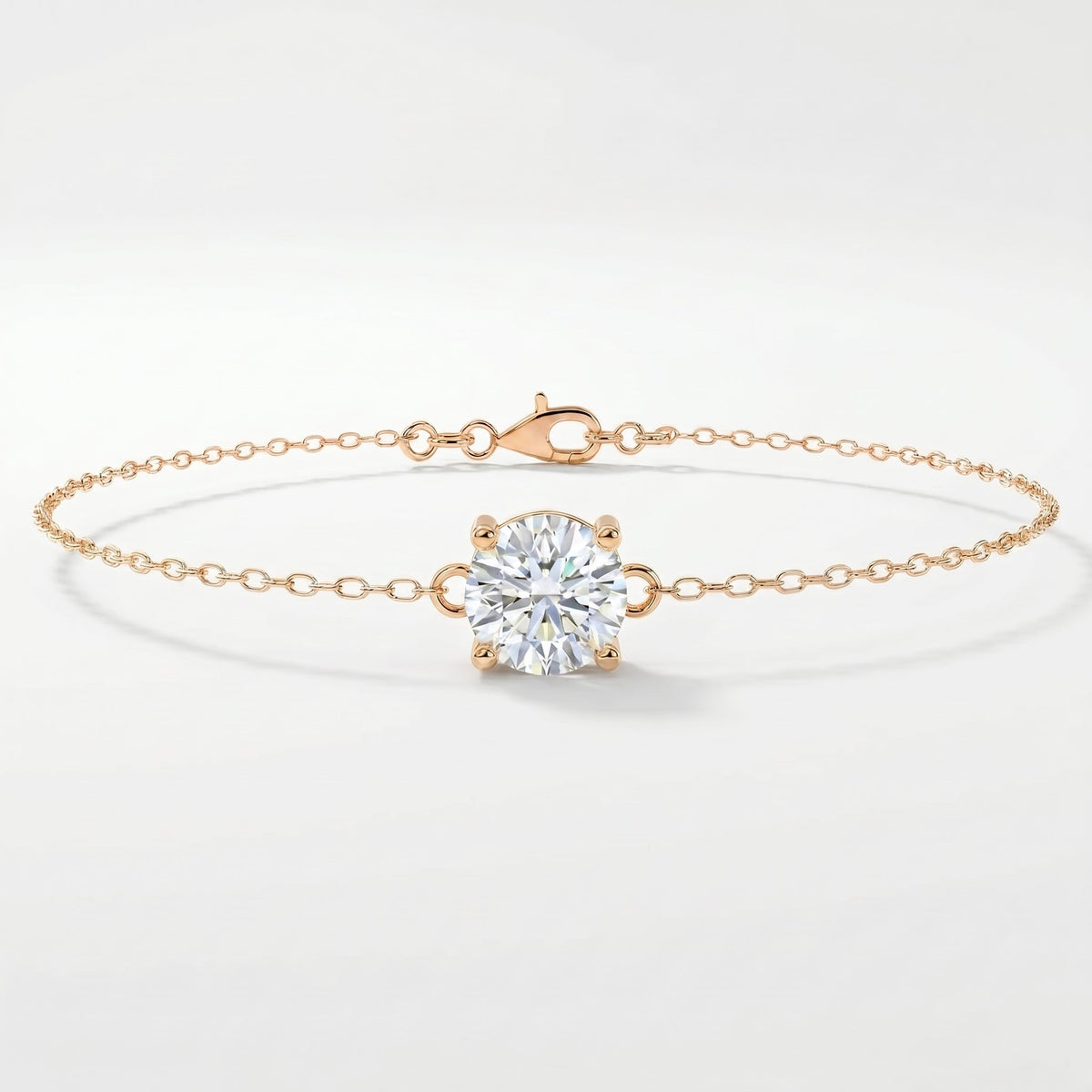 Minimalist Round Cut Diamond Chain Bracelet, view 5