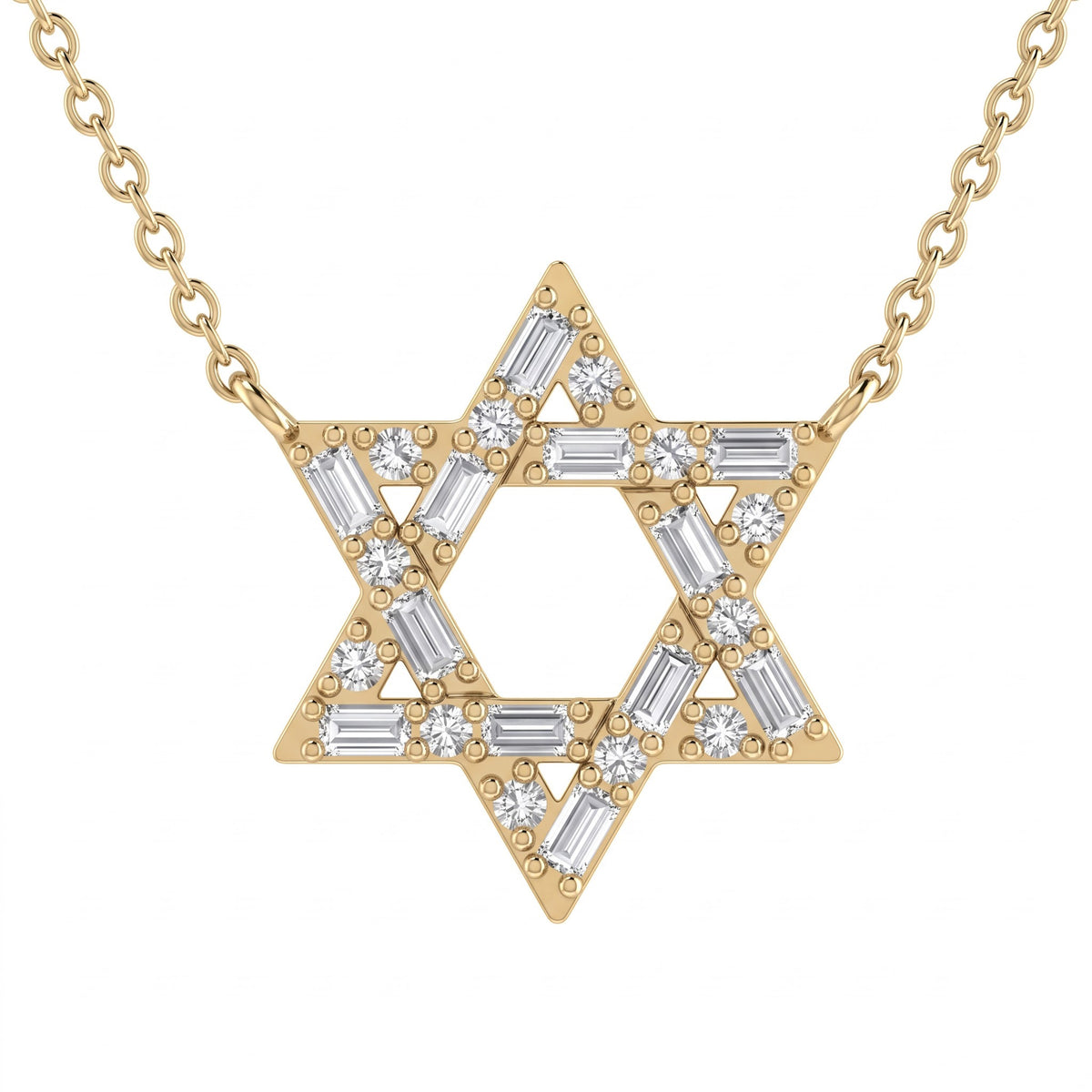 Star of David Baguette Round Pendant