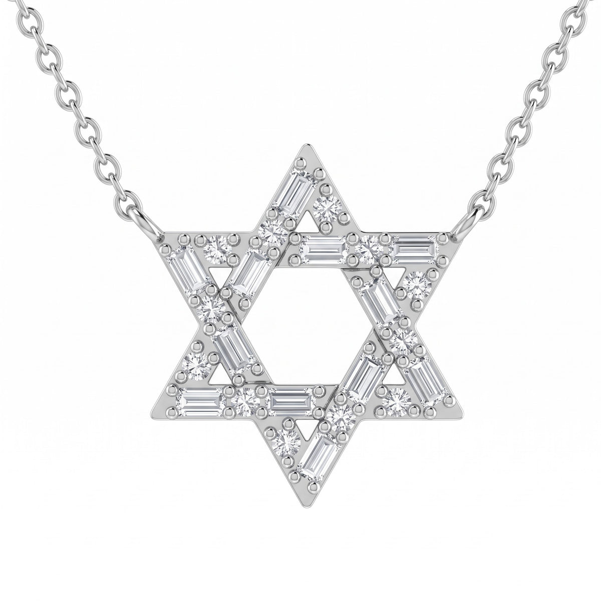 Star of David Baguette Round Pendant, image 2