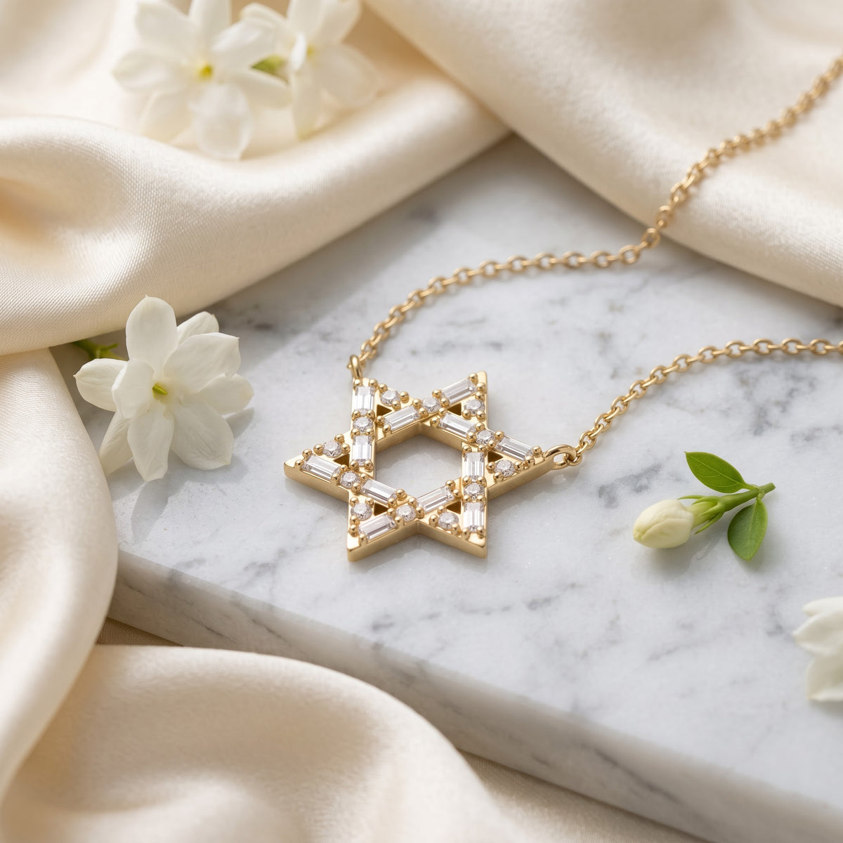 Star of David Baguette Round Pendant, image 4